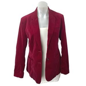 Partners From Mervyn's Women's Red Velvet Long Sleeve Blazer Coat Suit Jacket 14